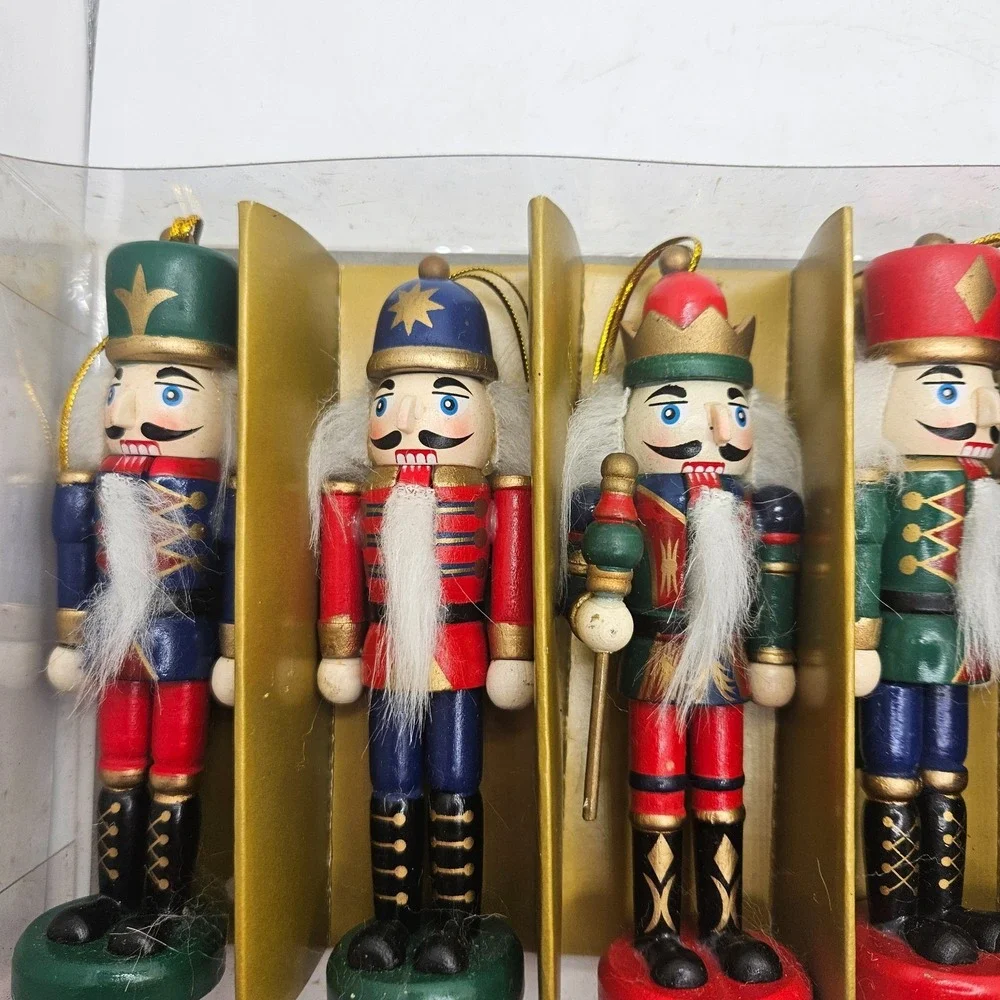Set of 6 Wooden Nutcracker Christmas Ornaments 4.5